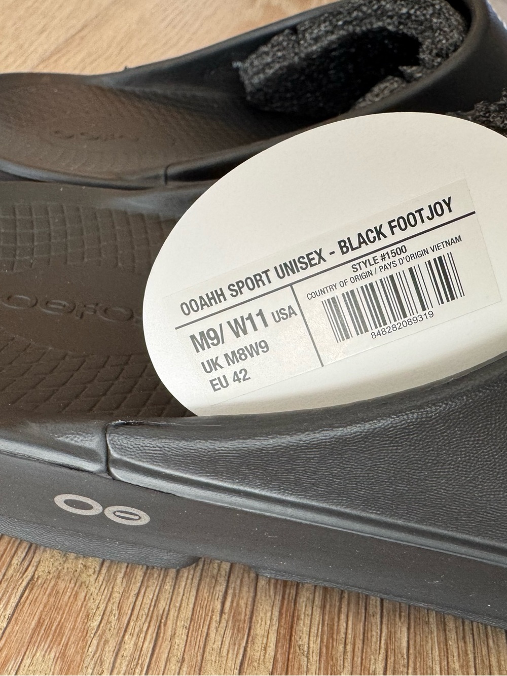 OOFOS OOAHH Unisex FootJoy Logoed Black Slide Sandals M9/W11/EU42 - Picture 5 of 9